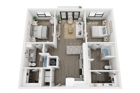 Ironcrest B3 2 bed 2 bath floorplan A at Ironcrest, North Richland Hills, TX, 76180